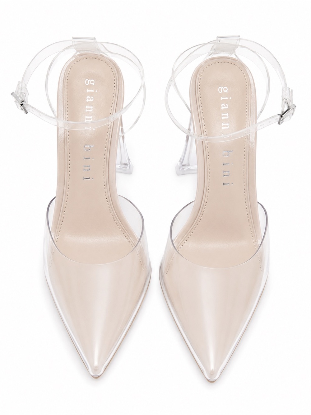 Gianni Bini Clear Pointed Toe Ankle-Strap Pumps - Clear/Beige